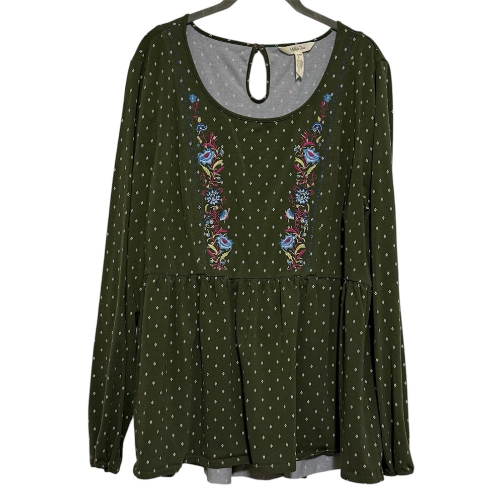 Matilda Jane Green Embroidered Through Generation Blouse Size XXL